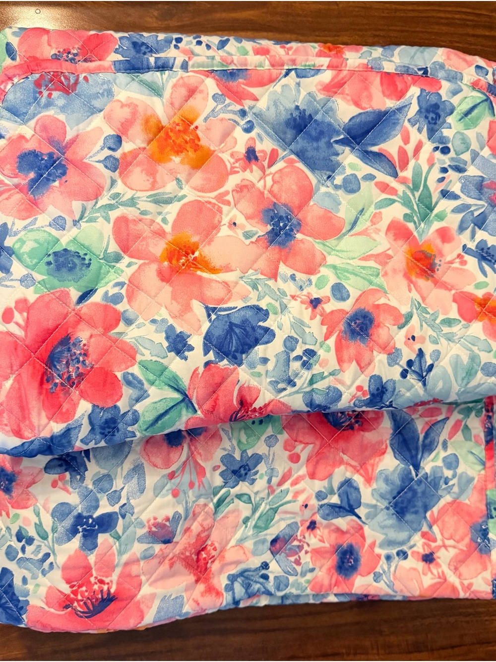 Cynthia Rowley Coral & Blue Floral Quilted Throw